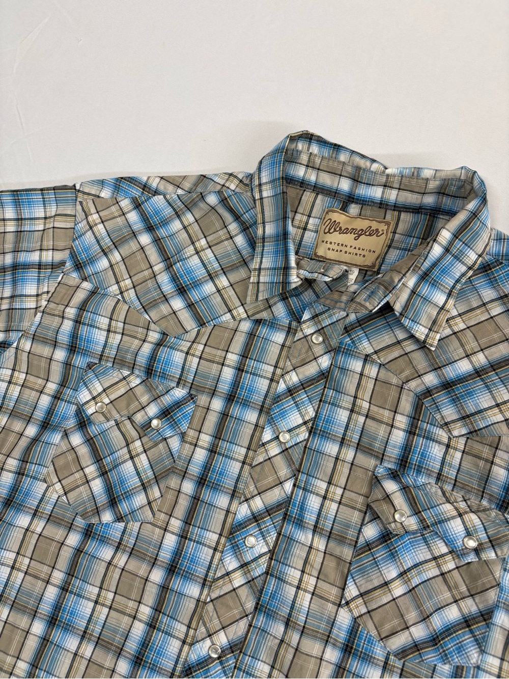 Wrangler Western Fashion Shirt Mens 3XL Multiclor Plaid Short Sleeve Pearl Snap
